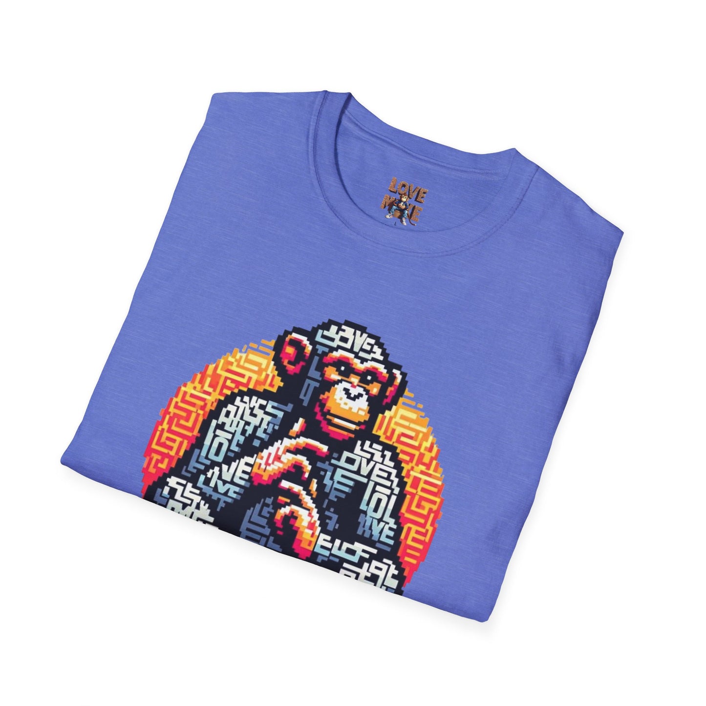 T-Shirt Love Monkey - Unisex Softstyle Casual Wear, Fashionable & Unique Gift for Friends, Family, Birthdays and More