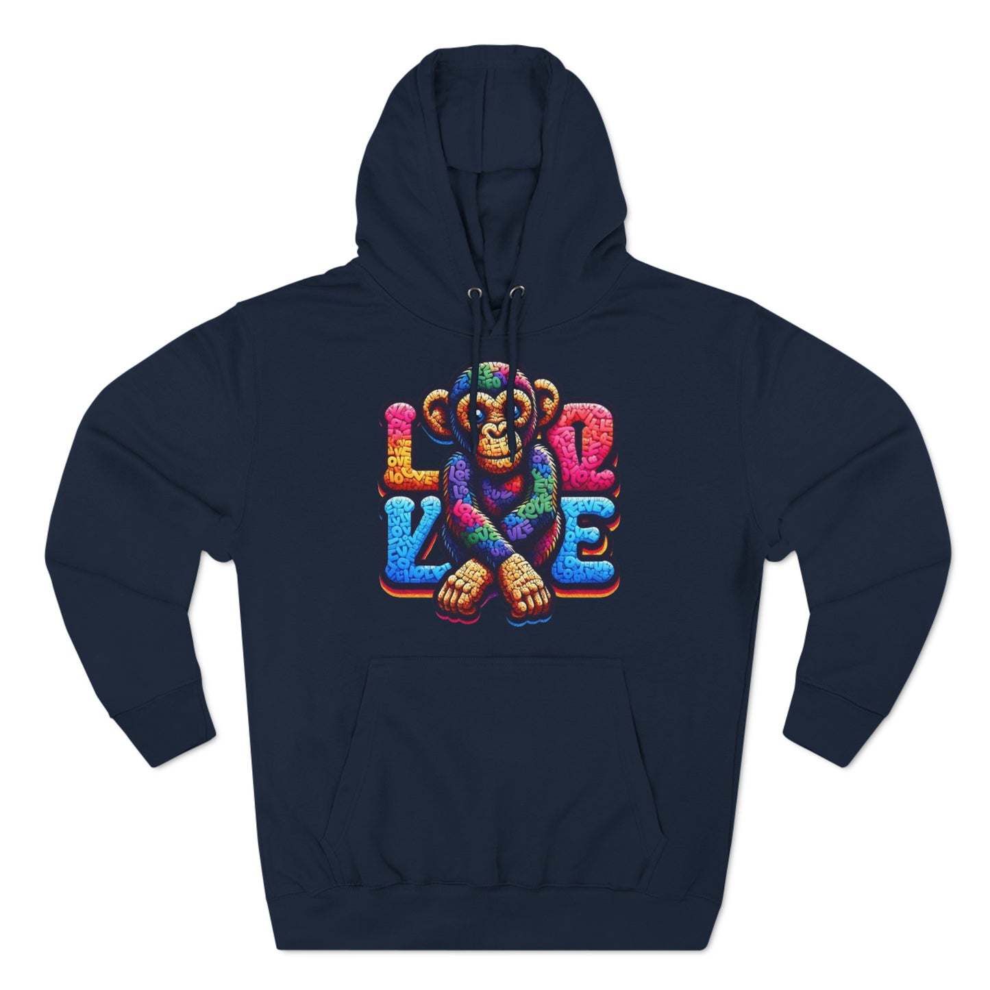 Hoodie with Love Monkey Design, Unisex Premium Crewneck, Stylish & Comfortable Outfit, Great Gift for Friends or Loved Ones