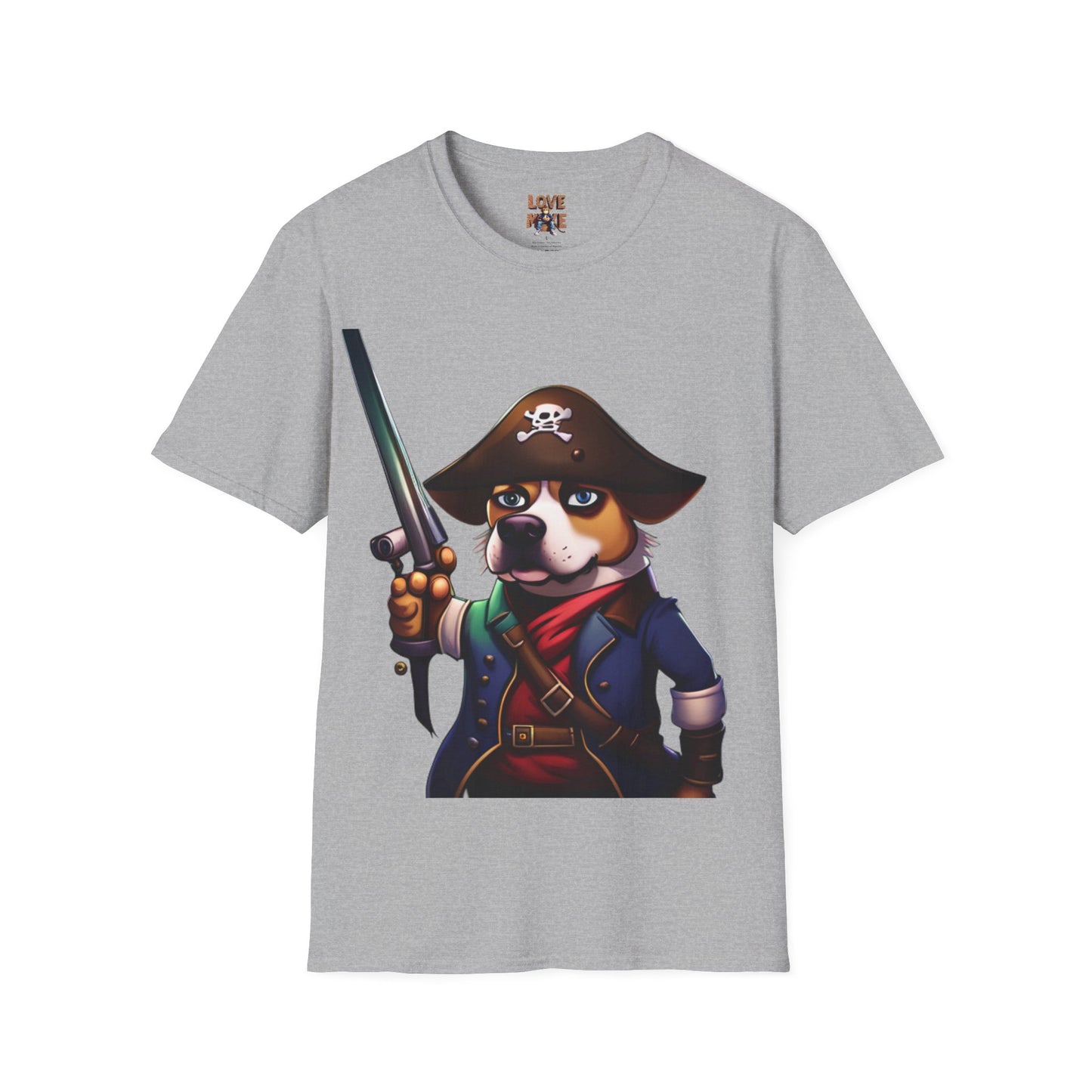 T Shirt - Dog Pirate Design, Fun and Unique Pet Lover Tee, Perfect for Themed Parties, Great Gift for Dog Owners