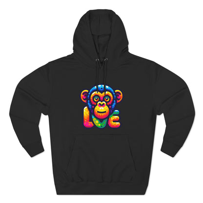 Hoodie with Love Monkey Design, Unisex Premium Crewneck, Stylish & Comfortable Outfit, Great Gift for Friends or Loved Ones