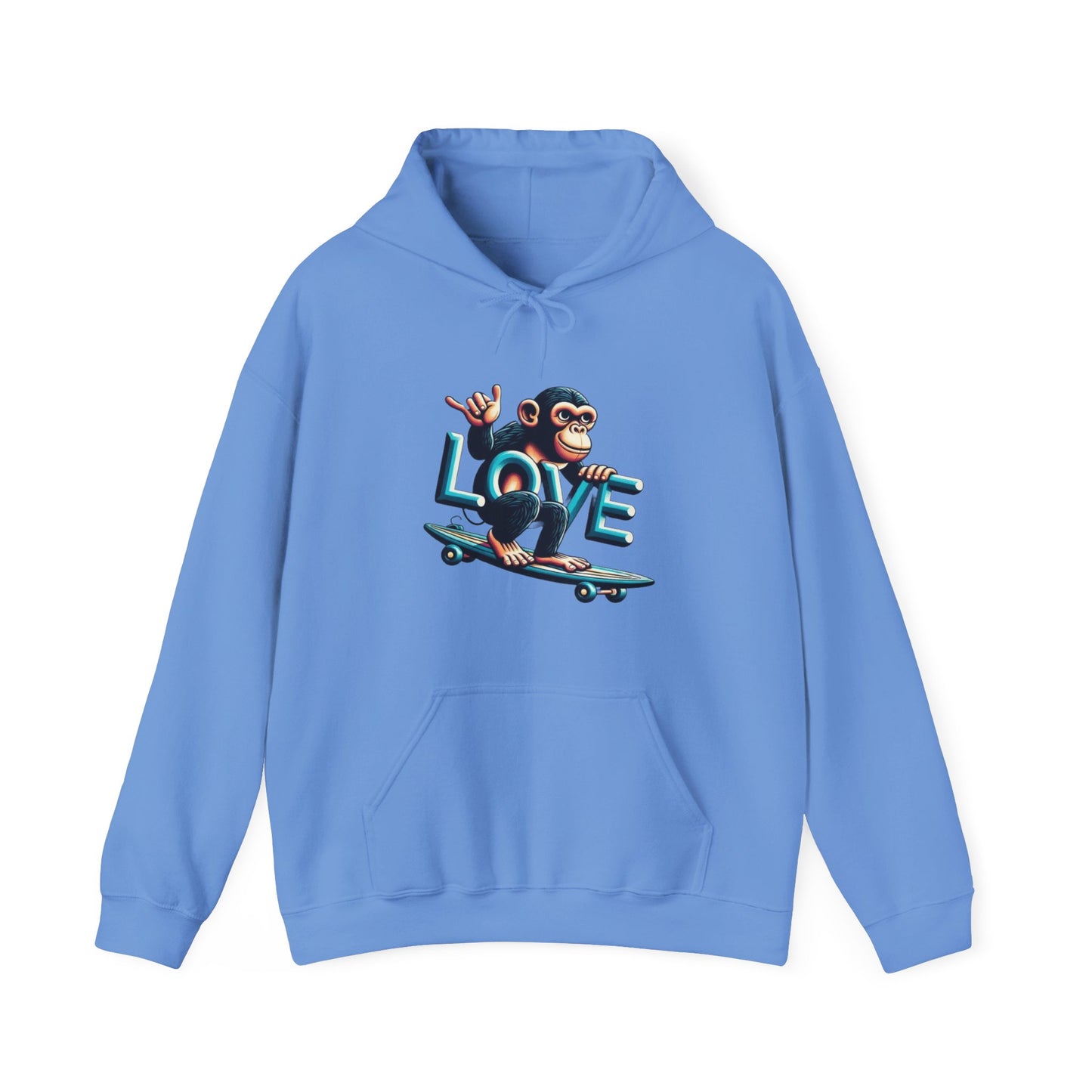 Hoodie Love Monkey Skate - Unisex Heavy Blend™ Hooded Sweatshirt, Comfy Skateboarding Apparel, Perfect Gift for Skaters