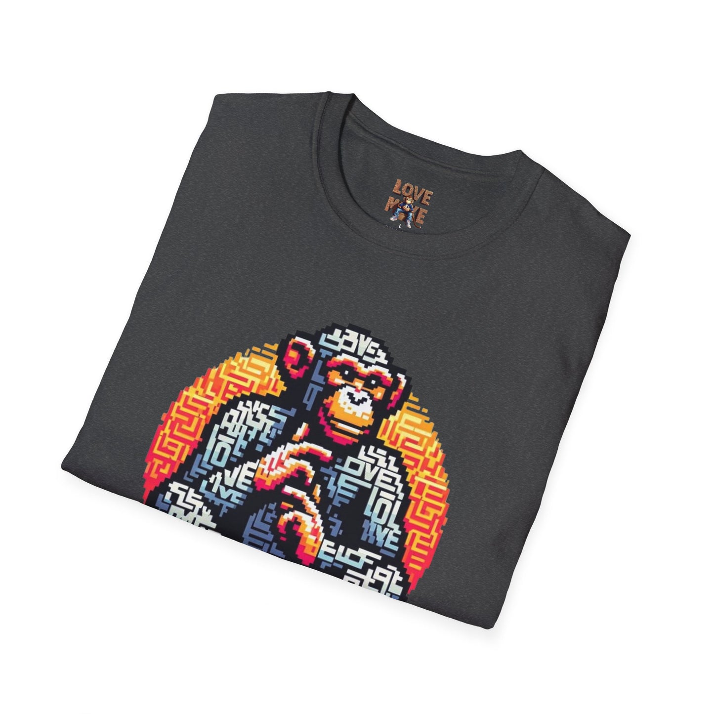 T-Shirt Love Monkey - Unisex Softstyle Casual Wear, Fashionable & Unique Gift for Friends, Family, Birthdays and More