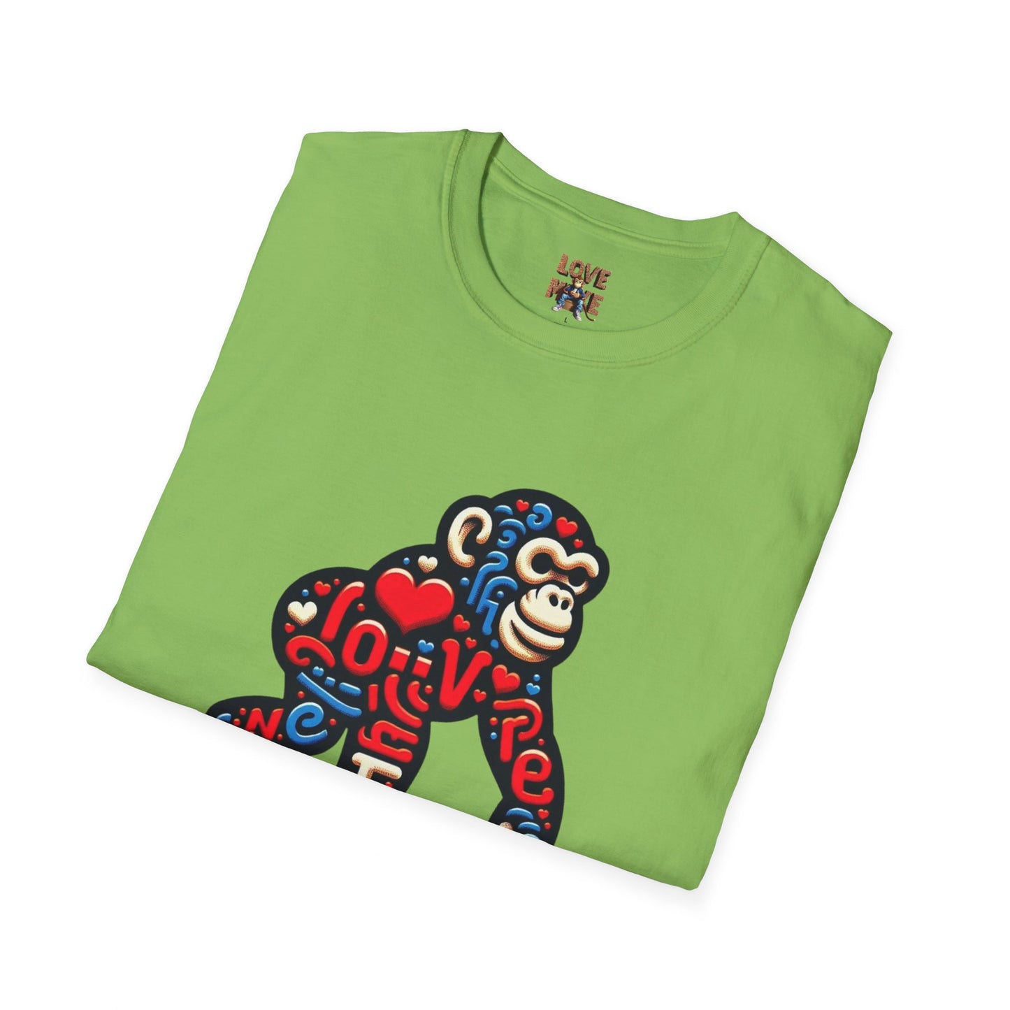 T-Shirt Love Monkey - Unisex Softstyle Casual Wear, Fashionable & Unique Gift for Friends, Family, Birthdays and More